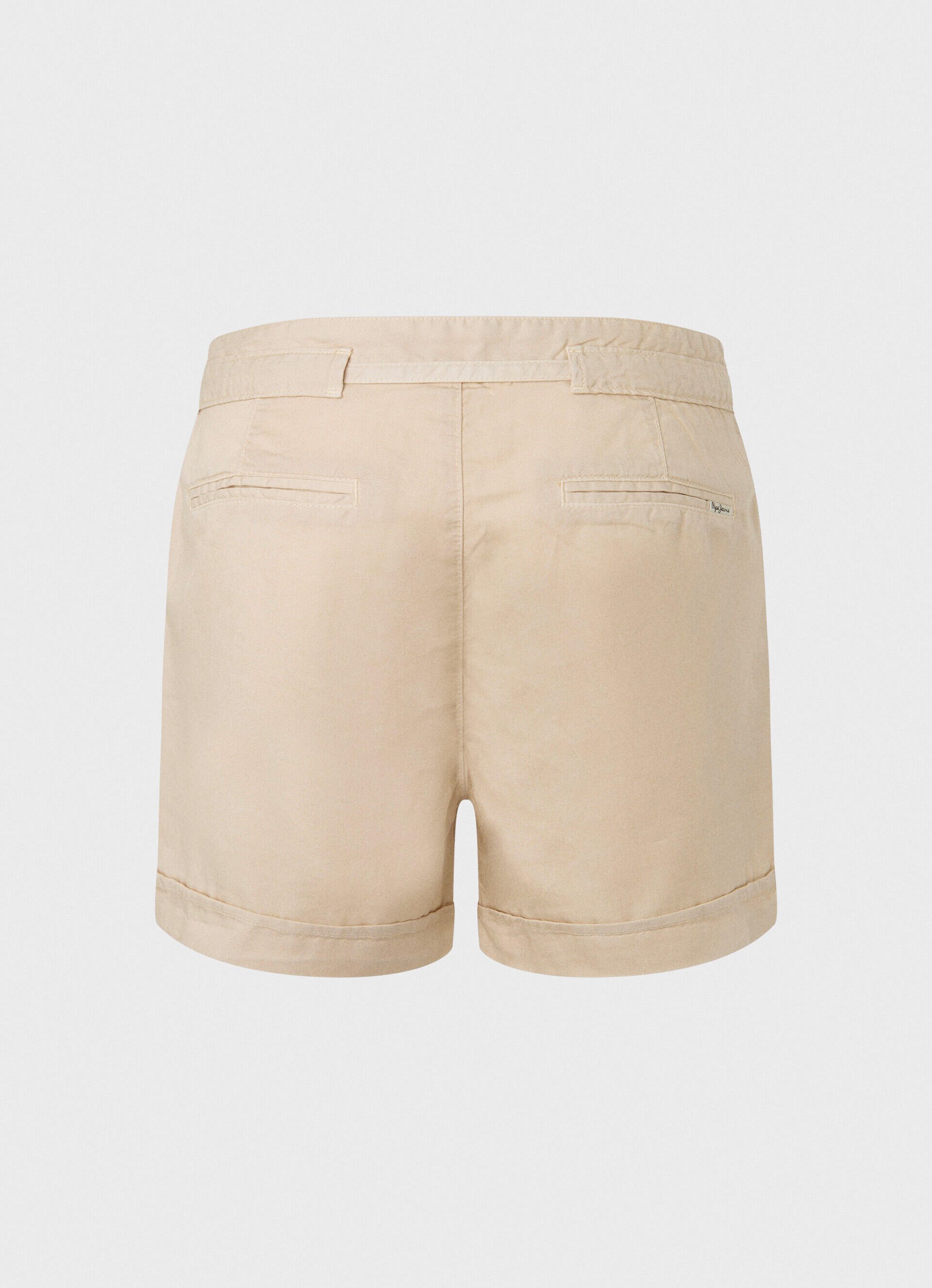 Shorts com cintura ajustável - bege pedra