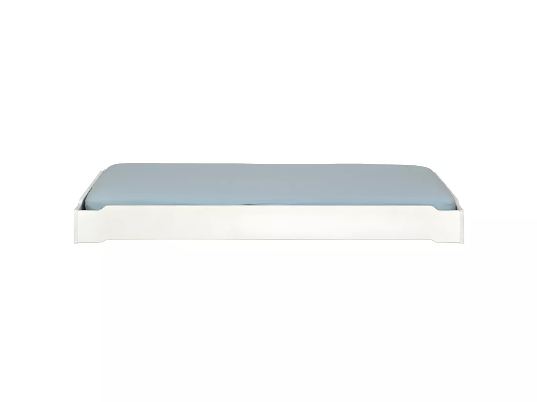Pack 2 lits empilables et 2 matelas 90x190 cm bois massif blanc JELLY