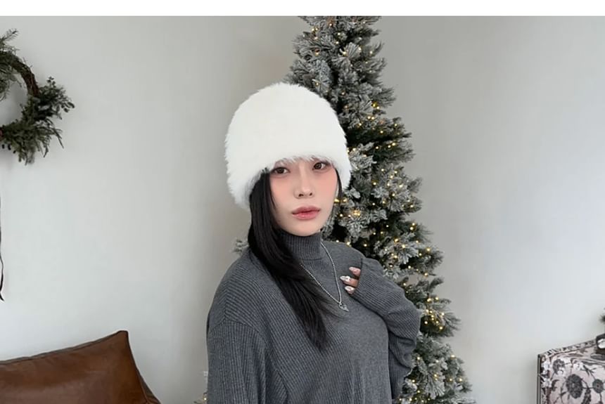 SeoulPop - Unisex geribbelde top met lange mouwen en mock-neck