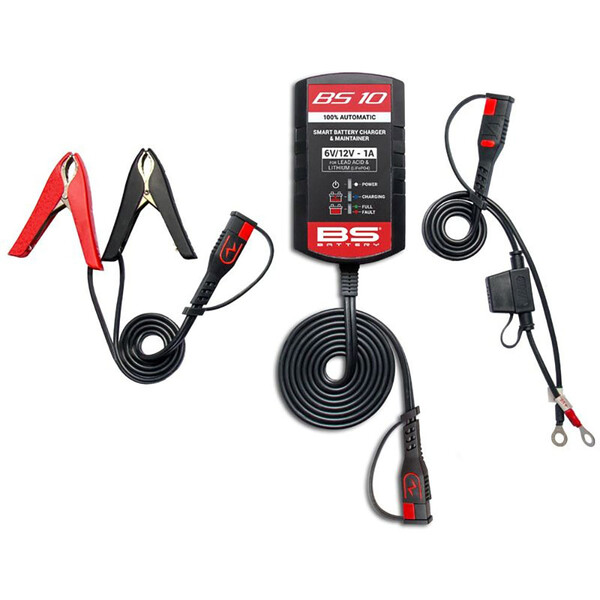 BS Battery - Chargeur de batterie BS10 6V/12V-1 A Noir / Rouge