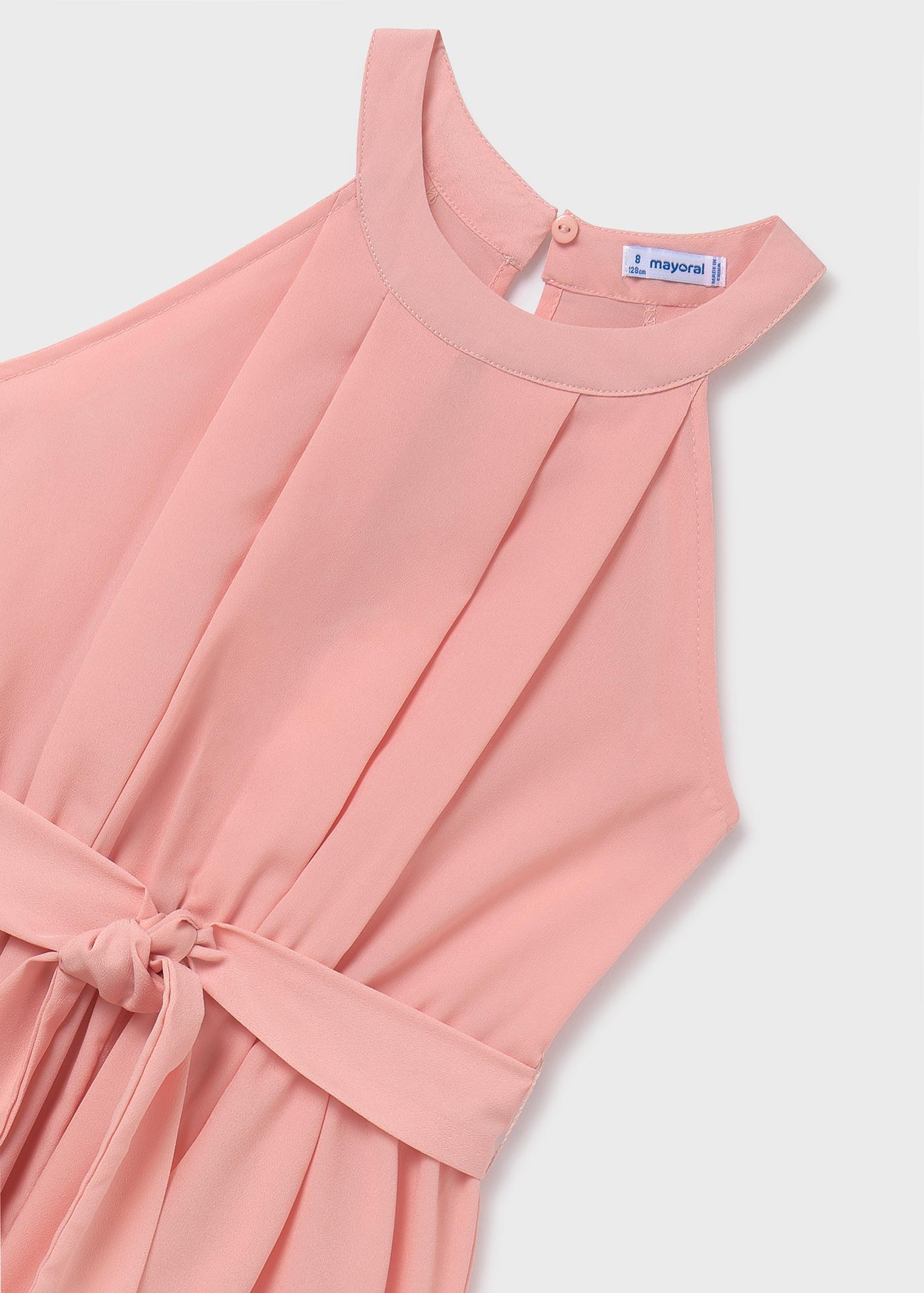 Macacão de crepe com decote halter para menina