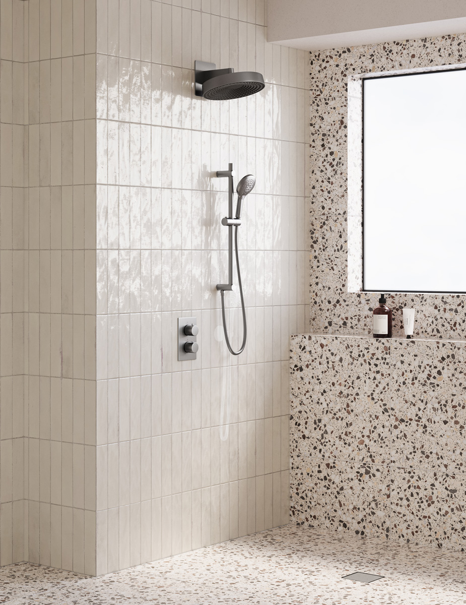 Saniclear Evolution hoofddouche 30cm met wandbevestiging RVS look