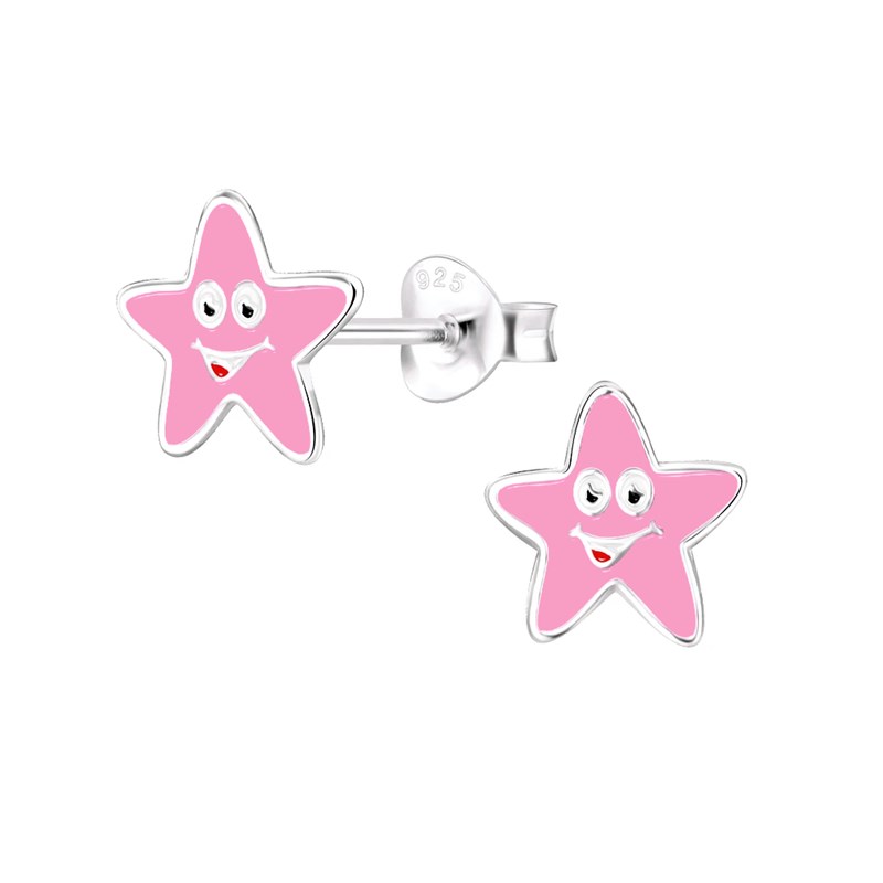 Boucles d'oreilles enfant étoile rose en argent 925