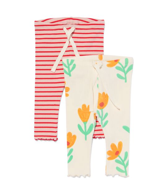 2 leggings bébé côtelés rose pâle
