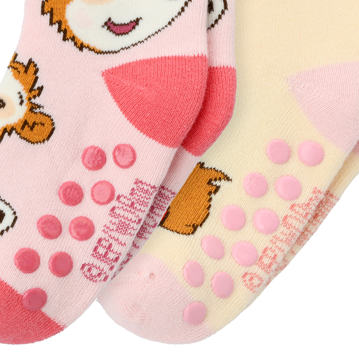 Topomin 2 Paar Bobo Siebenschläfer Stoppersocken rosa / creme