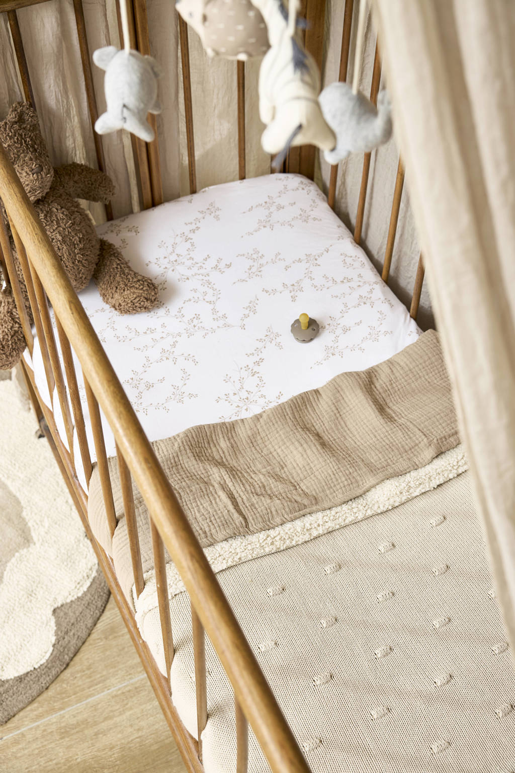 reversible ledikantdeken Knots met teddy beige