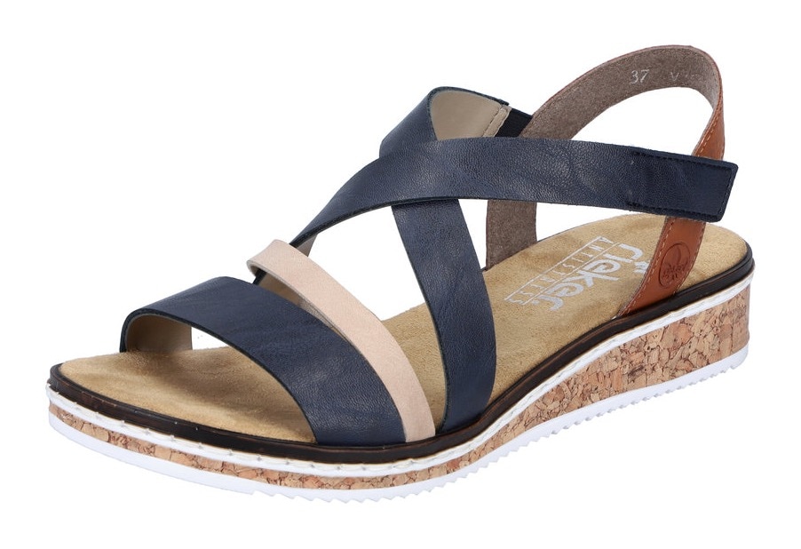 Rieker Riemchensandale  , Sommerschuh, Sandalette, Keilabsatz, mit Klettriemchen