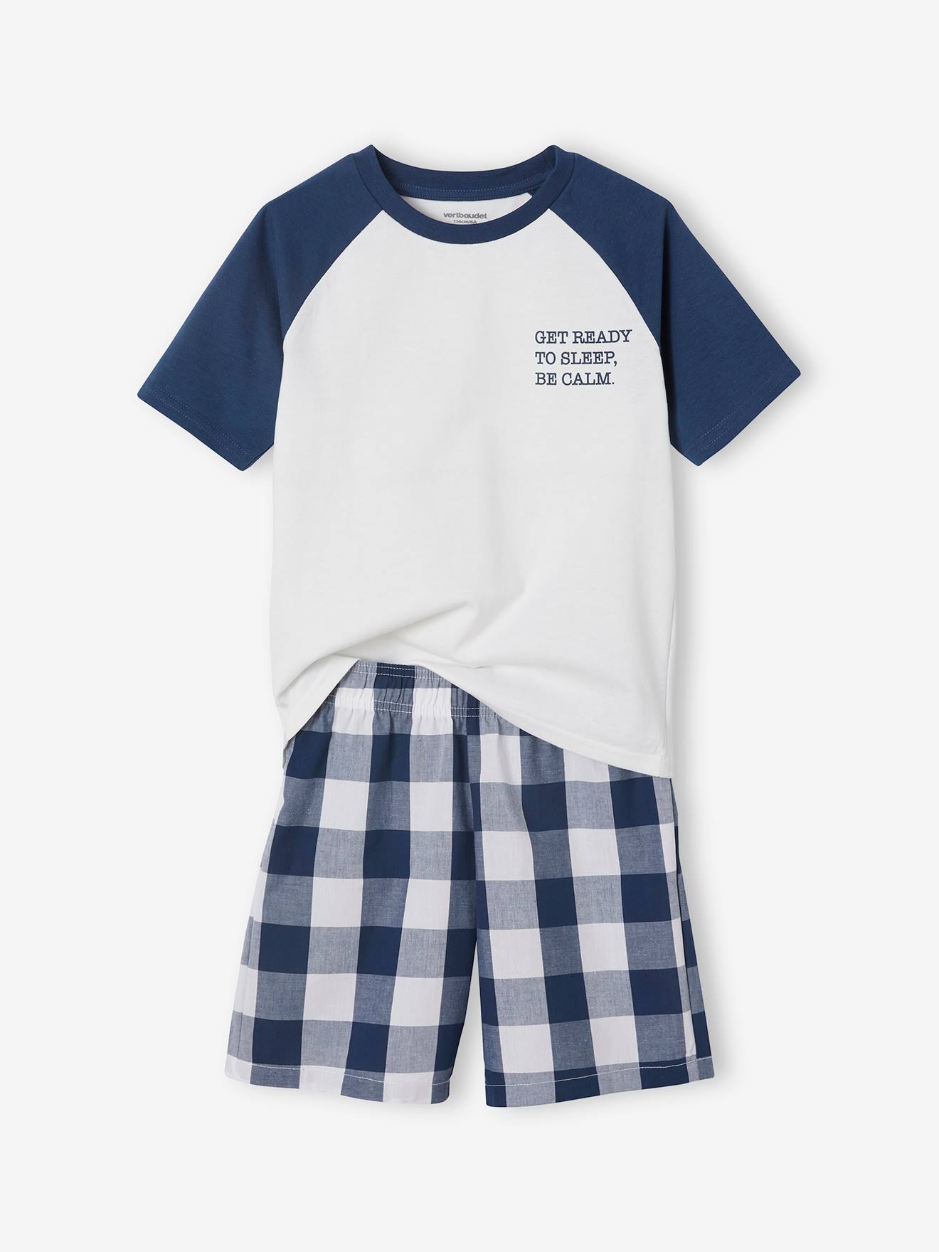 Conjunto de pijama azul oceano estampado com shorts para meninos