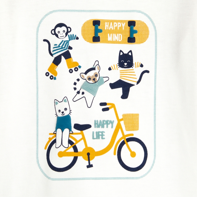T-shirt color block animaux blanc bébé garçon