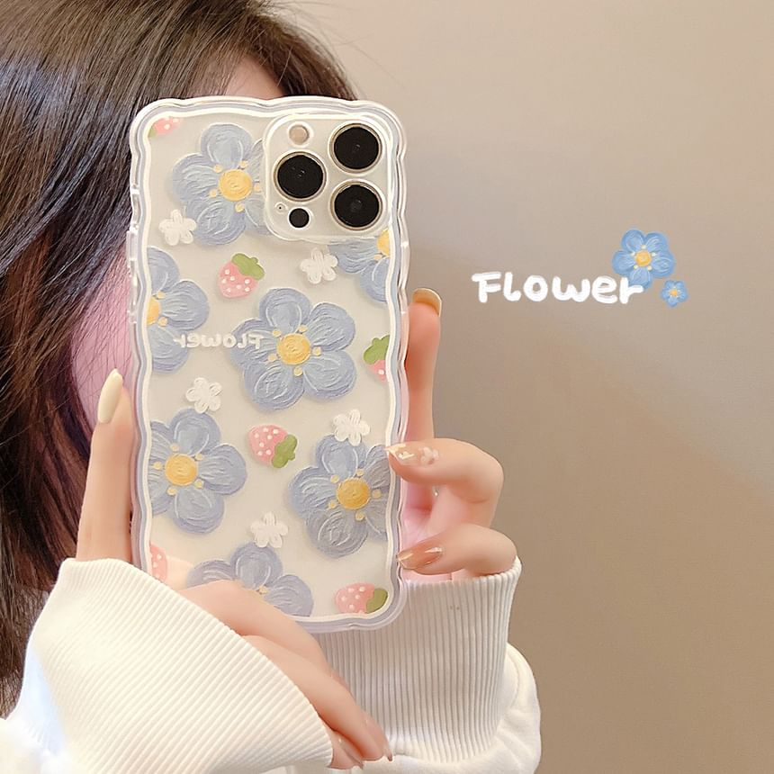kloudkase - Transparante telefoonhoes met bloemenprint - iPhone 14 Pro Max / 14 Pro / 14 / 14 Plus / 13 Pro Max / 13 Pro / 13 / 13 mini / 12 Pro Max / 12 Pro / 12 / 12 mini / 11 Pro Max / 11 Pro / 11 / SE / XS Max / XS / XR / X / SE 2 / 8 / 8 Plus /