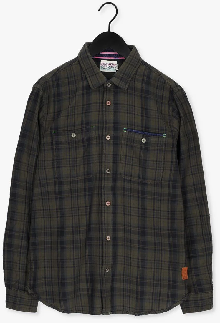 SCOTCH & SODA donkergroene scotch & soda casual overhemd regular-fit checked flannel shirt