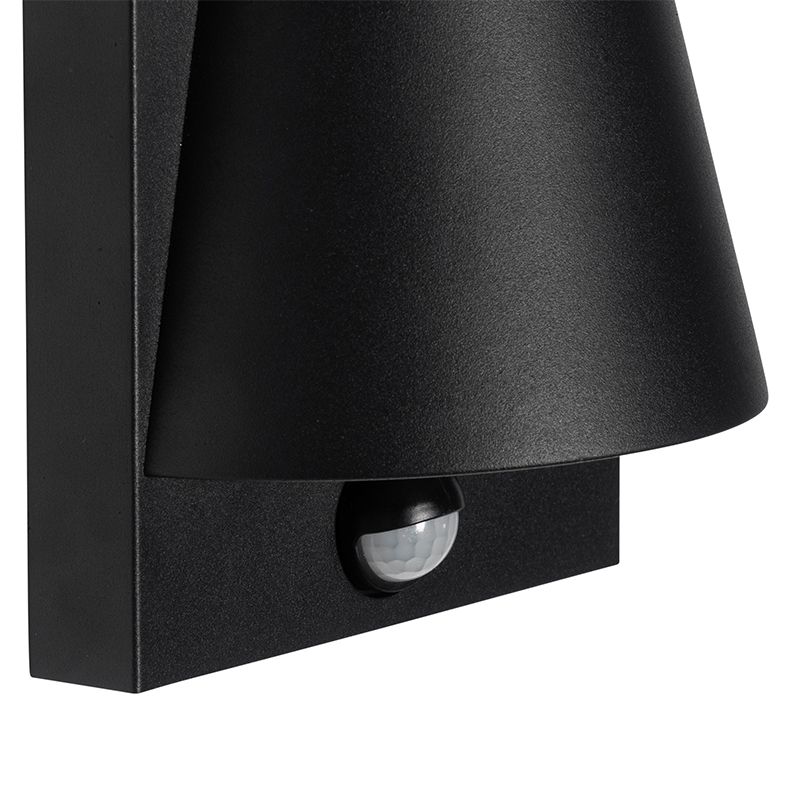 Buiten wandlamp zwart IP44 met bewegingsmelder - Femke