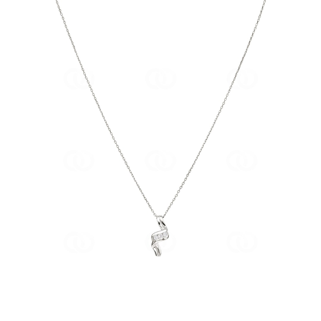 Collier 925 Silber rhodiniert Trilogie mit Zirkonia rund 43cm