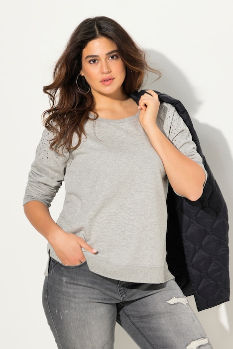 Sweatshirt, Ziernieten, Oversized, Rundhals, Langarm