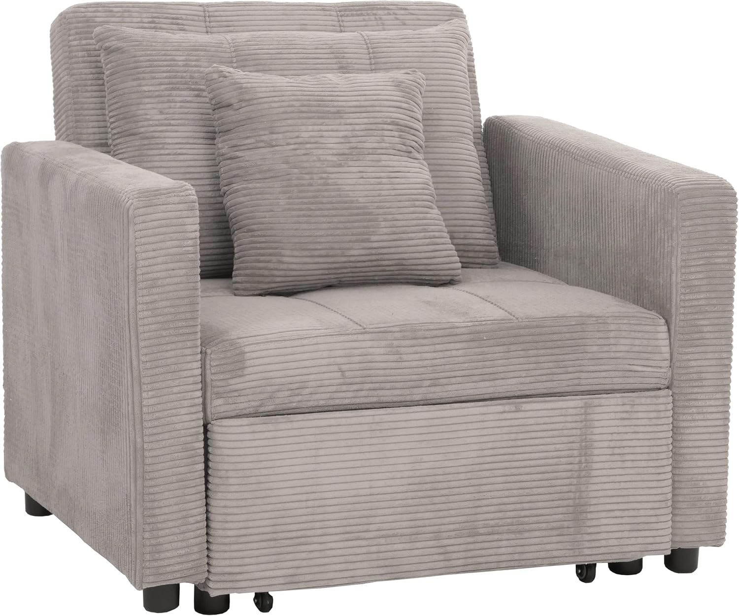 Mendler Schlafsessel HWC-L90, Klappsessel Gästebett Relaxsessel, Liegefläche 200x100cm Stoff/Textil Cord - hellgrau
