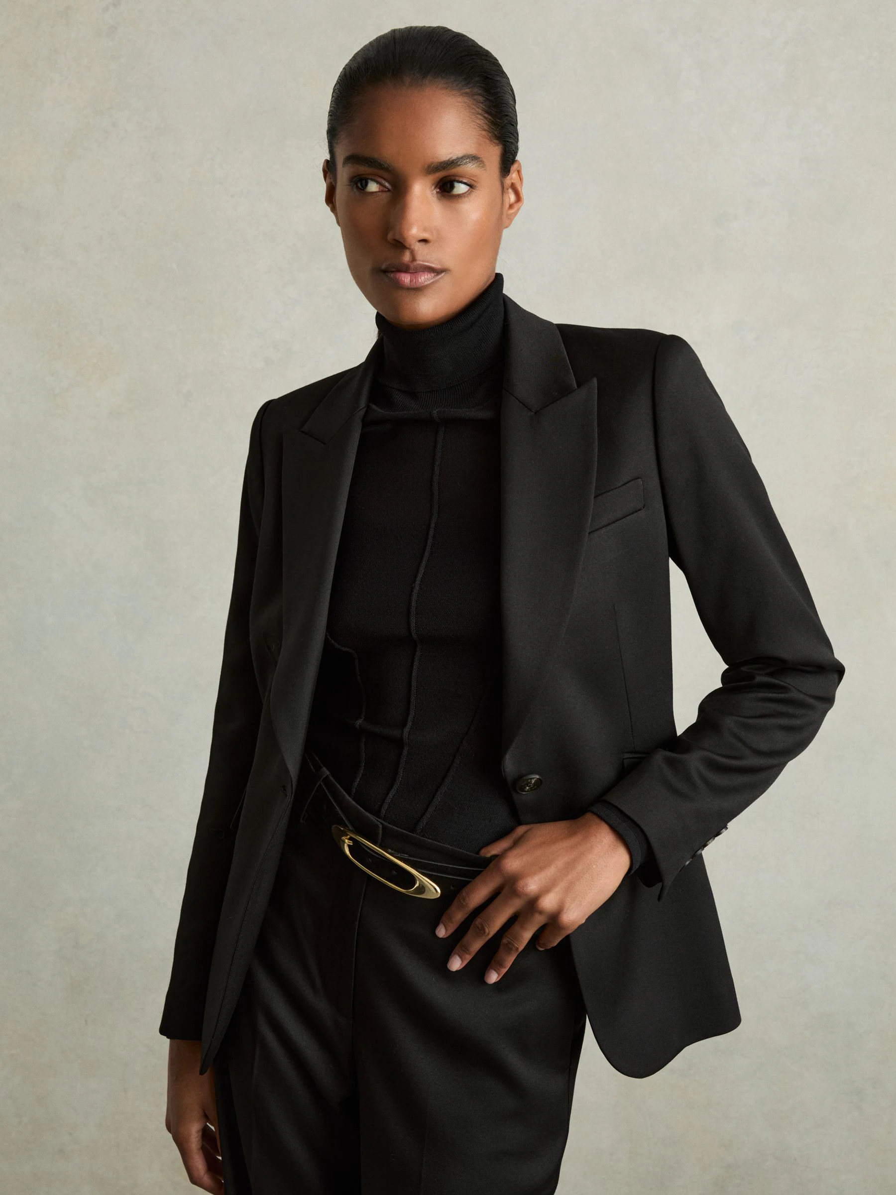 Zwart - Reiss Evelina Leather Oval Buckle Belt