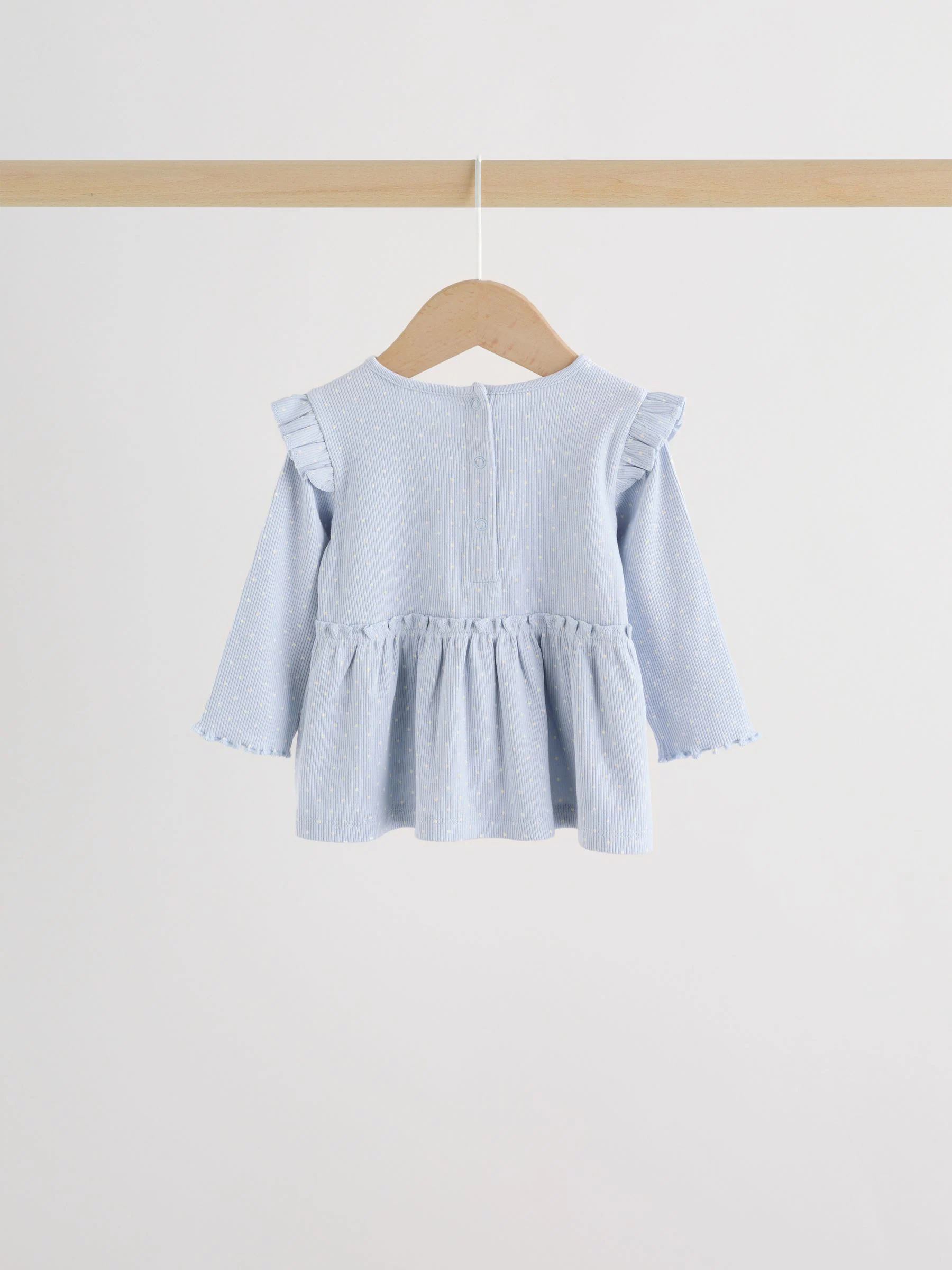 Blauw met stippen - Set met babyfriltop met lange mouwen en legging (0mnd-2jr)
