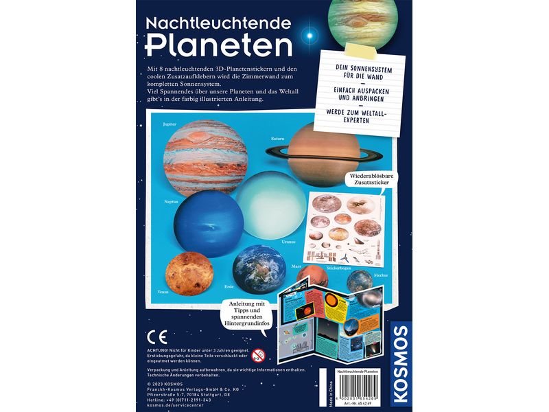 Kosmos Experimentierkasten Nachtleuchtende Planeten Wandsticker in 3D