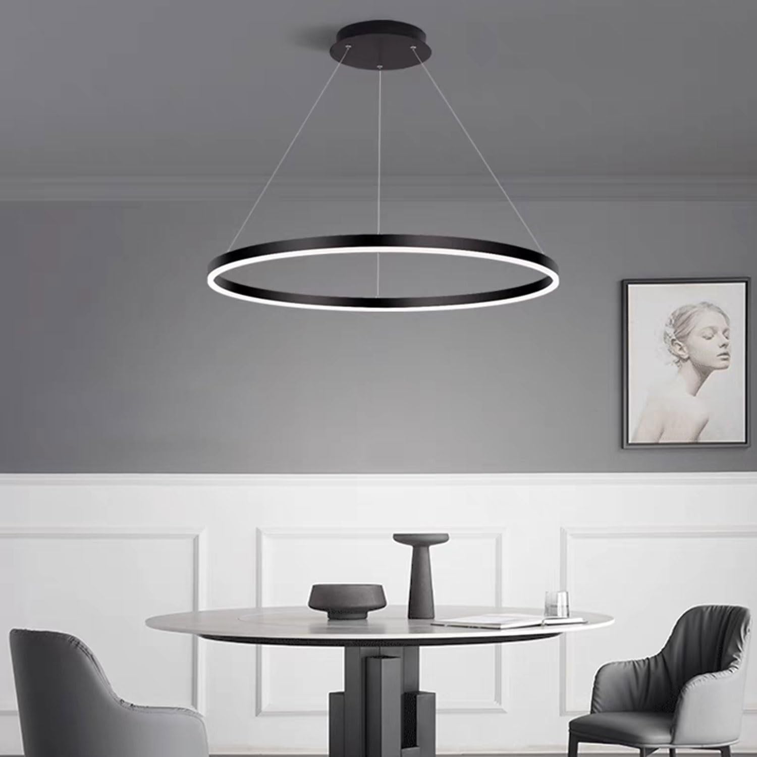 Pendelleuchte Moderne Esstisch LED Hängelampe Ring Pendellampe Mit Fernbedienung Dimmbares Beleuchtung Restaurant Hängeleuchte Höhenverstellbar Für Wohnzimmer Küche Esszimmer Kronleuchte ( Größe : Bla