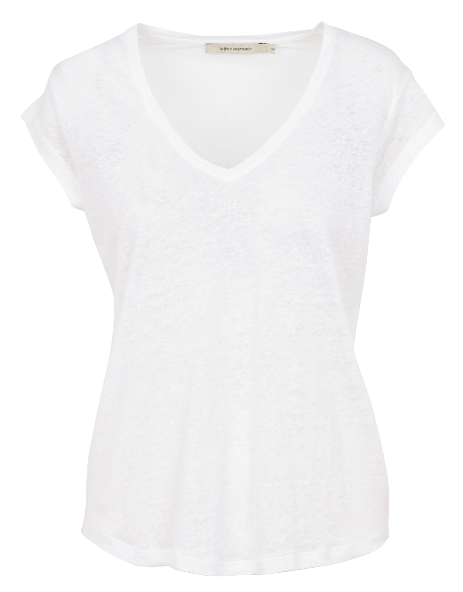 Tee-shirt col V en lin | Blanc