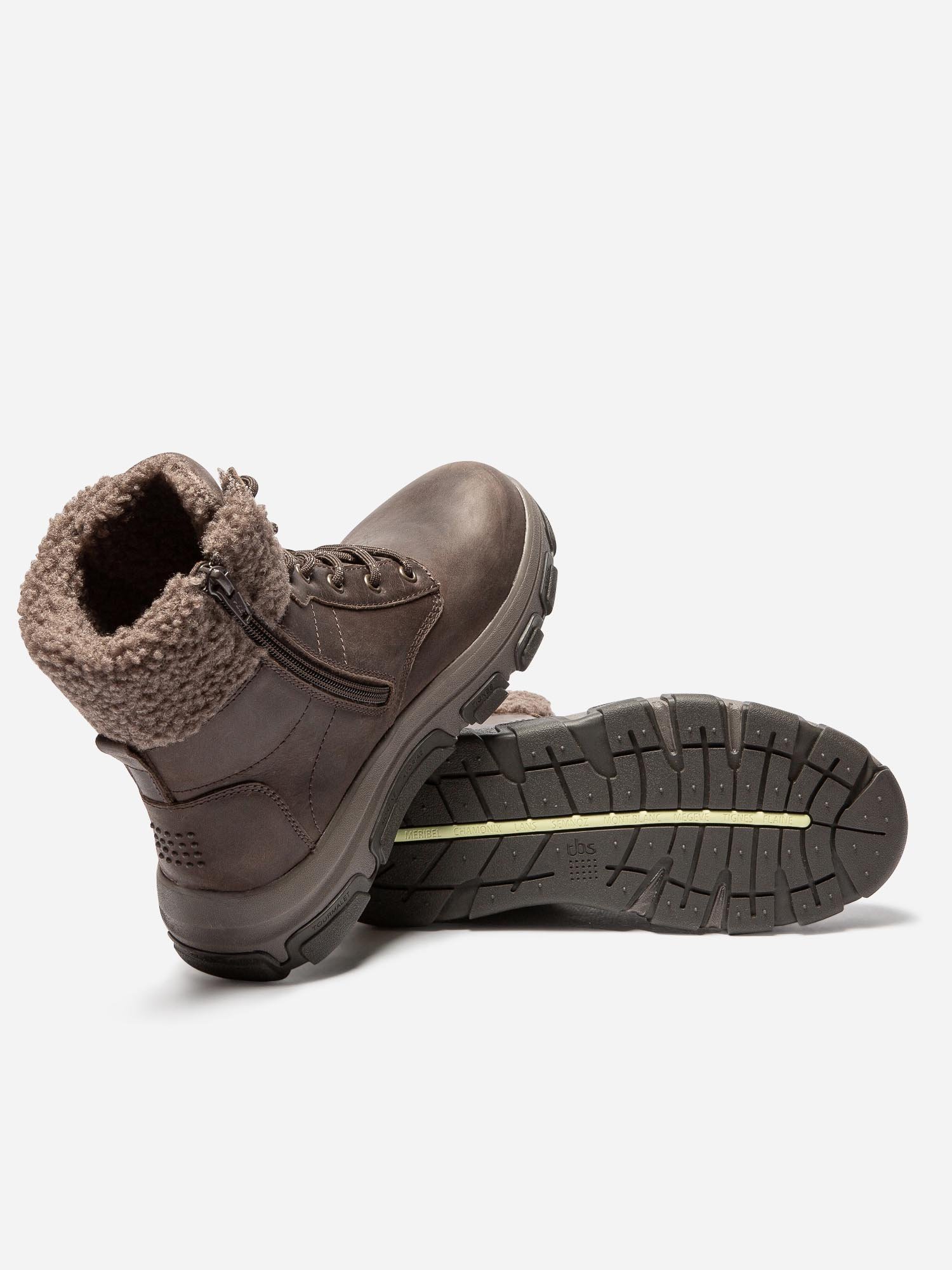 Boots Femme Fourrées Semelle Crantée Cuir Marron