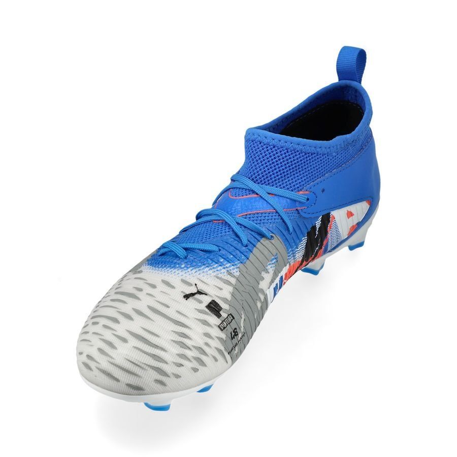 PUMA Future 8 Match FG/AG Forever - Blanc/Bleu/Gris/Noir/Glowing Red Enfant ÉDITION LIMITÉE