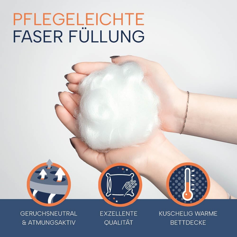 warme Comfort Winter Bettdecke Duo | Steppbettdecke | Microfaser allergikerfreundlich | Ökotex 100 | waschbar bis 60 Grad | 135 x 200 cm, weiß