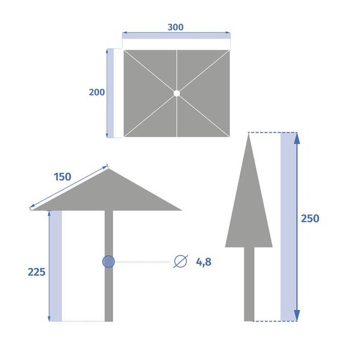 Parasol droit rectangulaire inclinable LOOMPA Argile / Blé