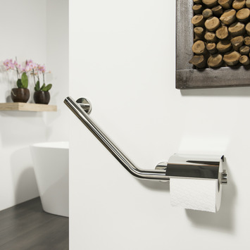 Tiger Boston Comfort en Safety toiletrolhouder met steun links chroom