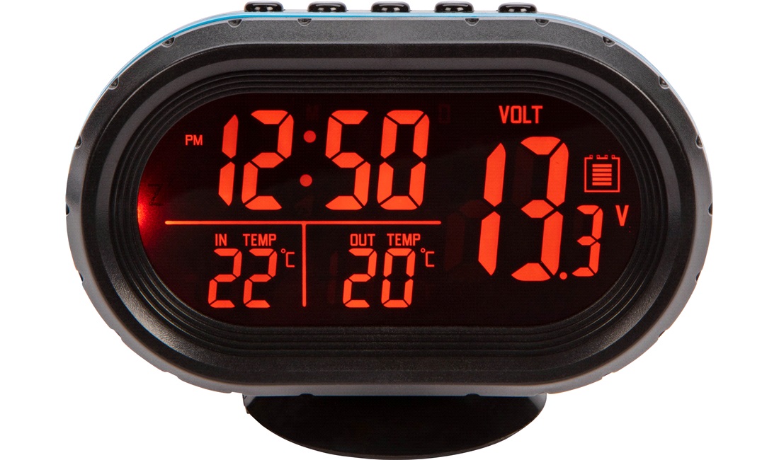 Digital inde/ude termometer voltmeter ur