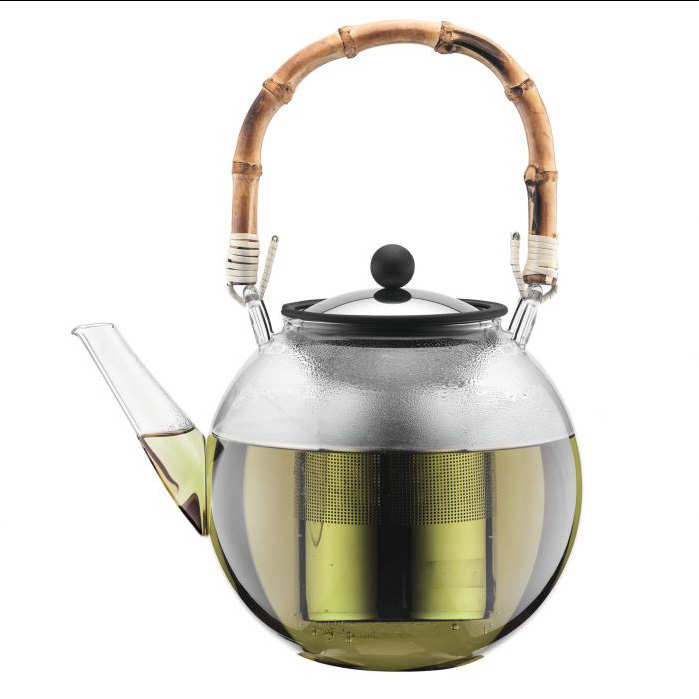 Théière à piston avec anse en bambou naturel 1.5L - Assam
