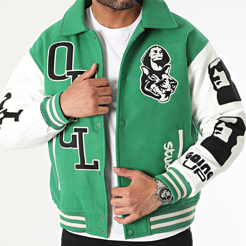 Veste Teddy Vert Blanc