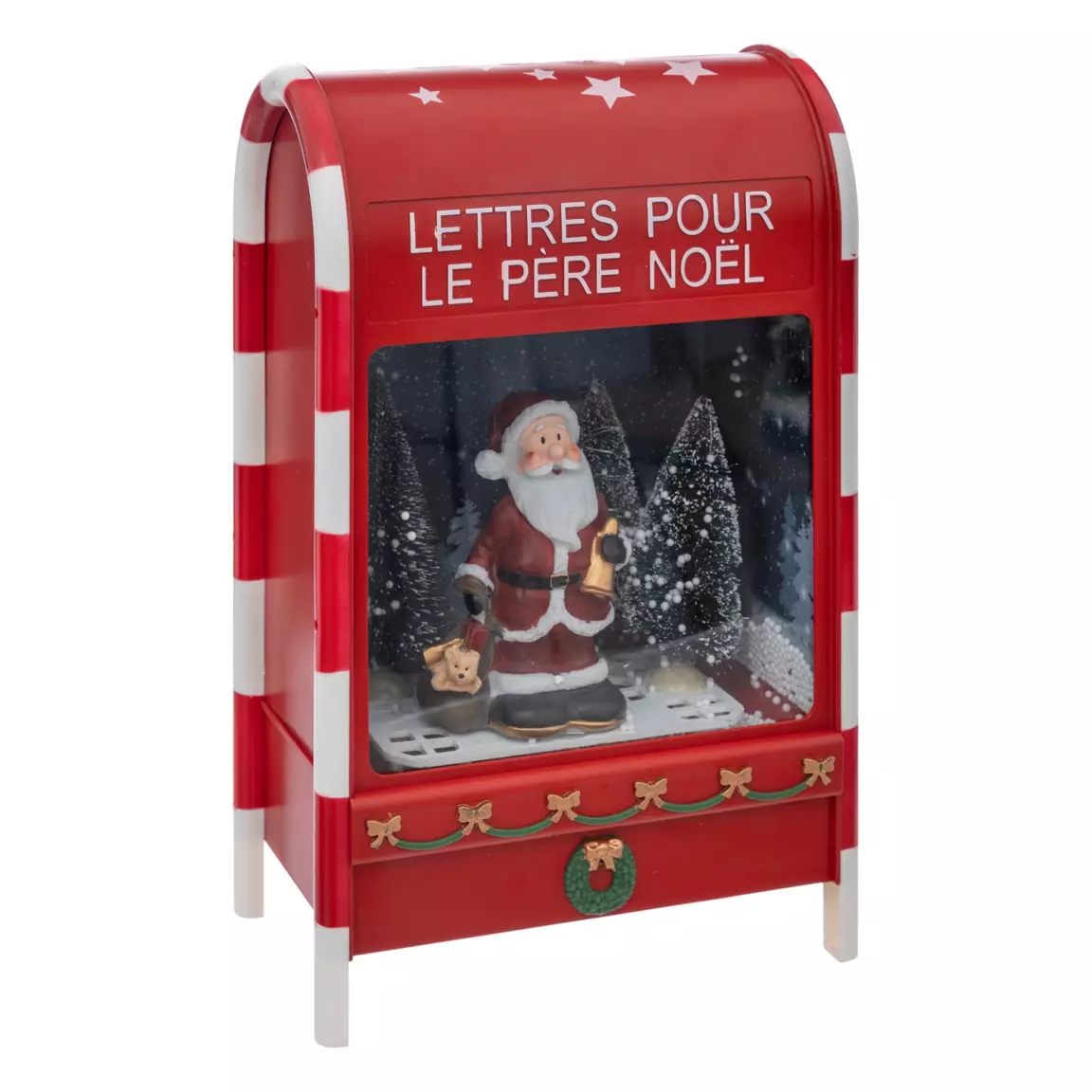 Boule à neige lumineuse 12 LED (H40 cm) Boîte aux lettres du Père Noël