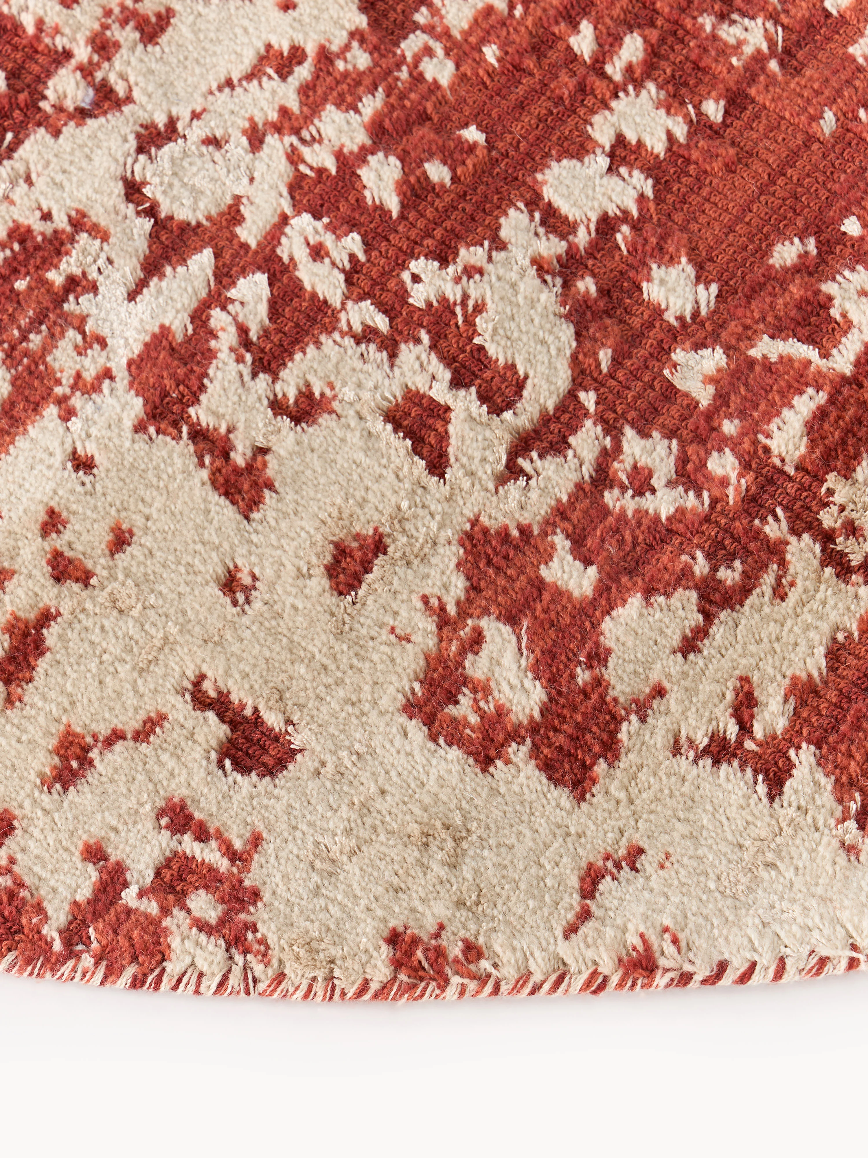 Rond wollen vloerkleed Cynthia met abstract patroon, handgeweven