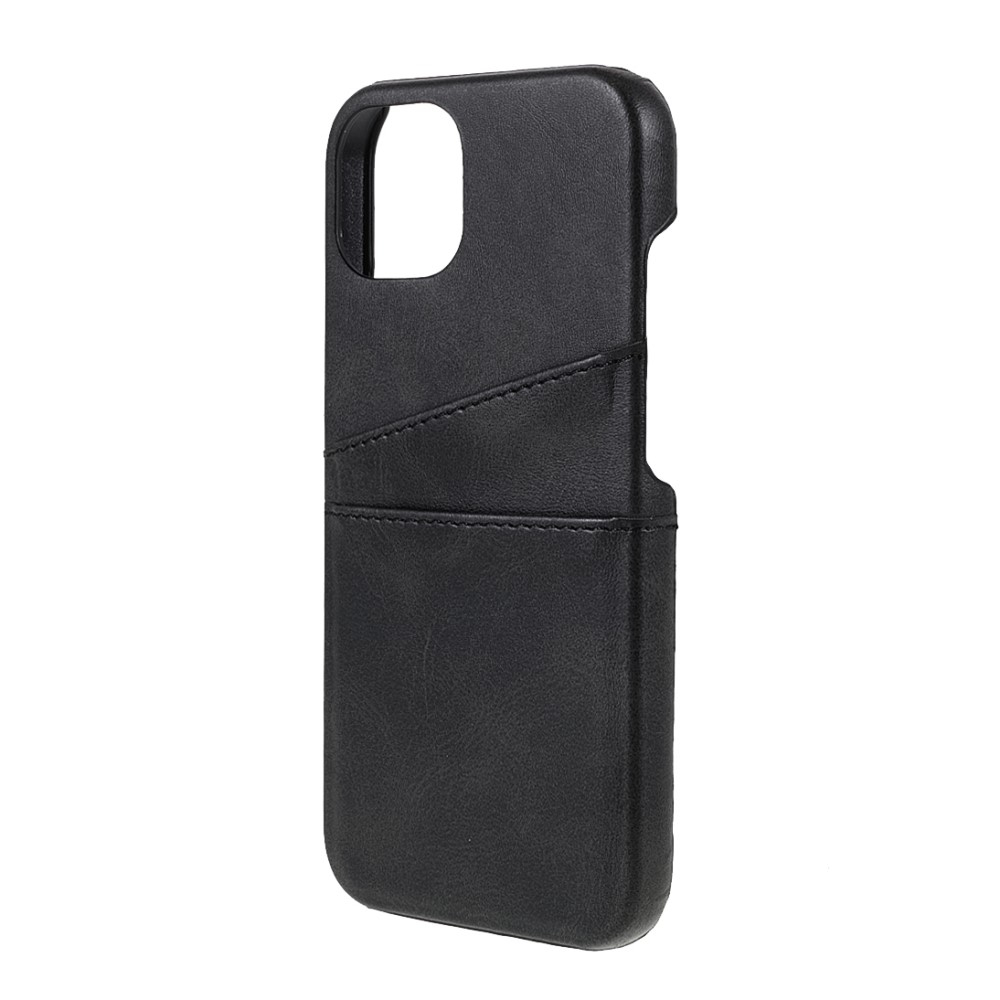 iPhone 13 Leder Hülle Snap Case   Kartenfach - Schwarz