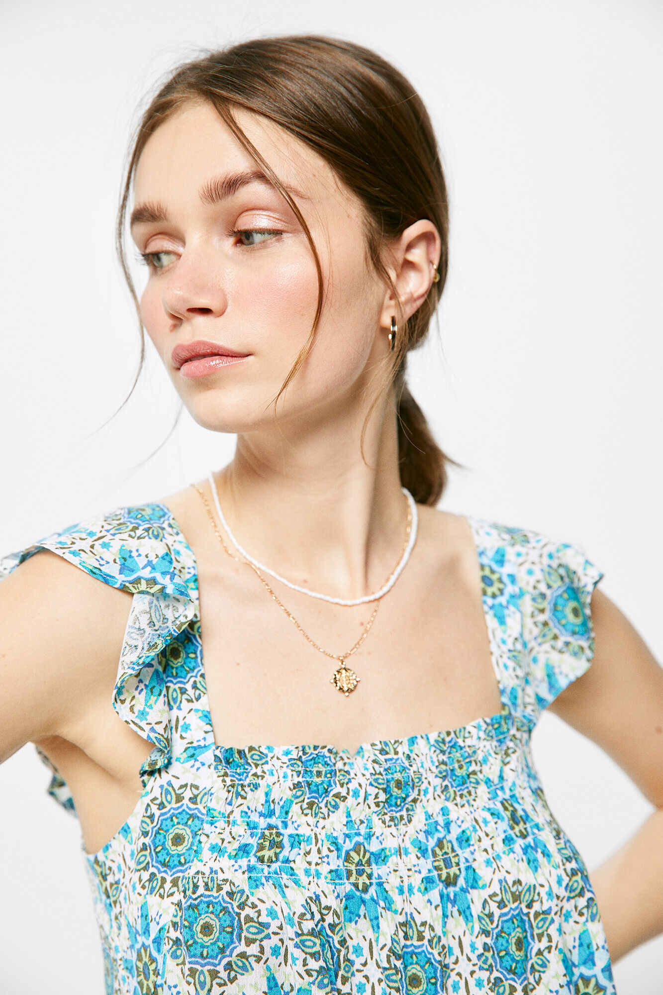 Blusa fluida estampada - Amarela