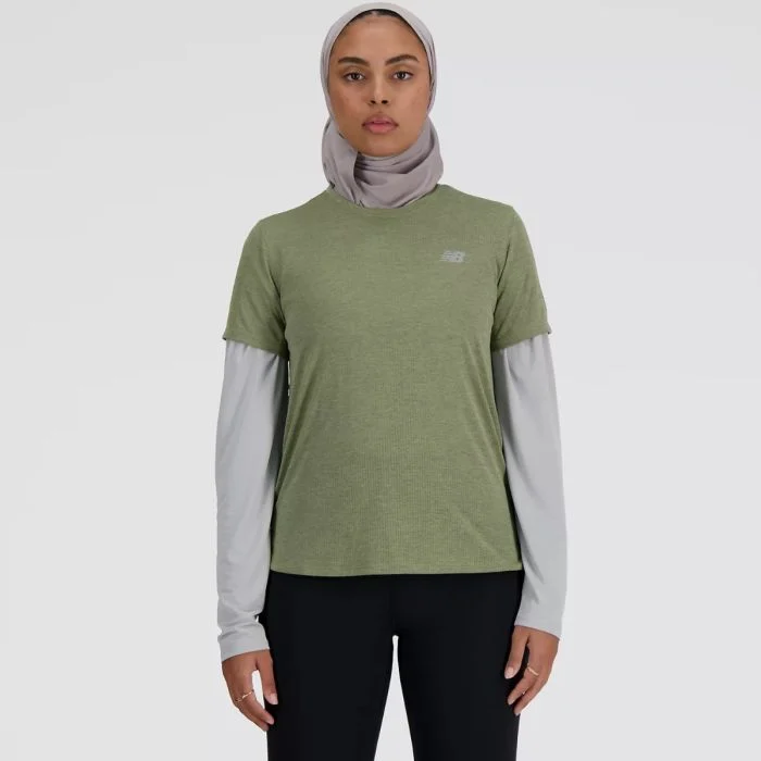 New Balance Dame T-shirts Athletics Short Sleeve Grøn