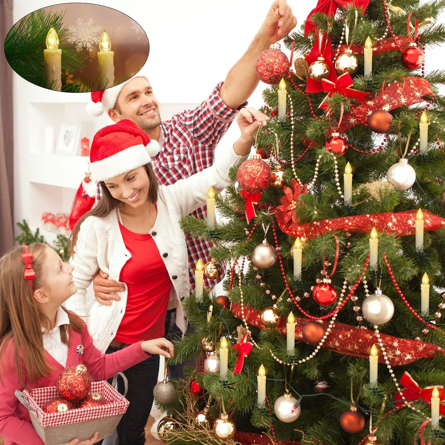(20er Set) 10cm LED Weihnachtsbaum Kerzen Christbaum Beleuchtung inkl. Fernbedienung (Batteriebetrieben) - Warmweiss