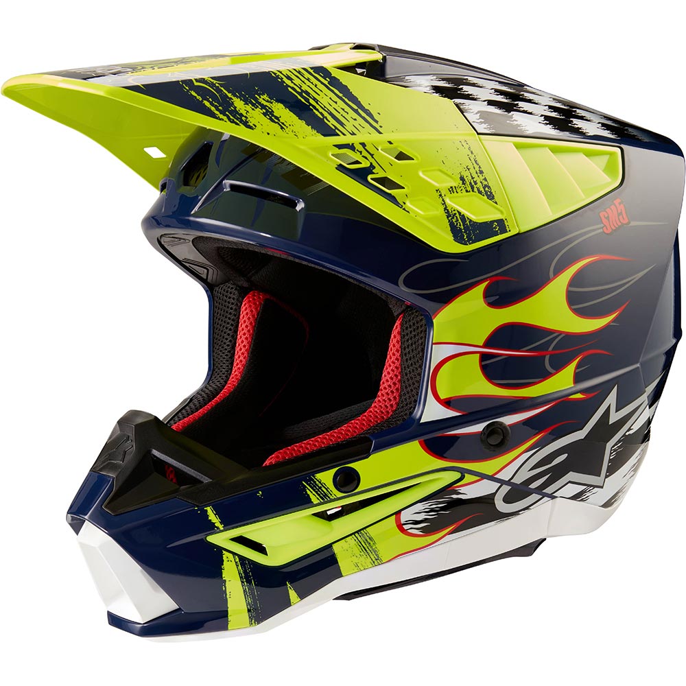 Alpinestars - Casque S-M5 Rash Navy / Jaune fluo / Brillant