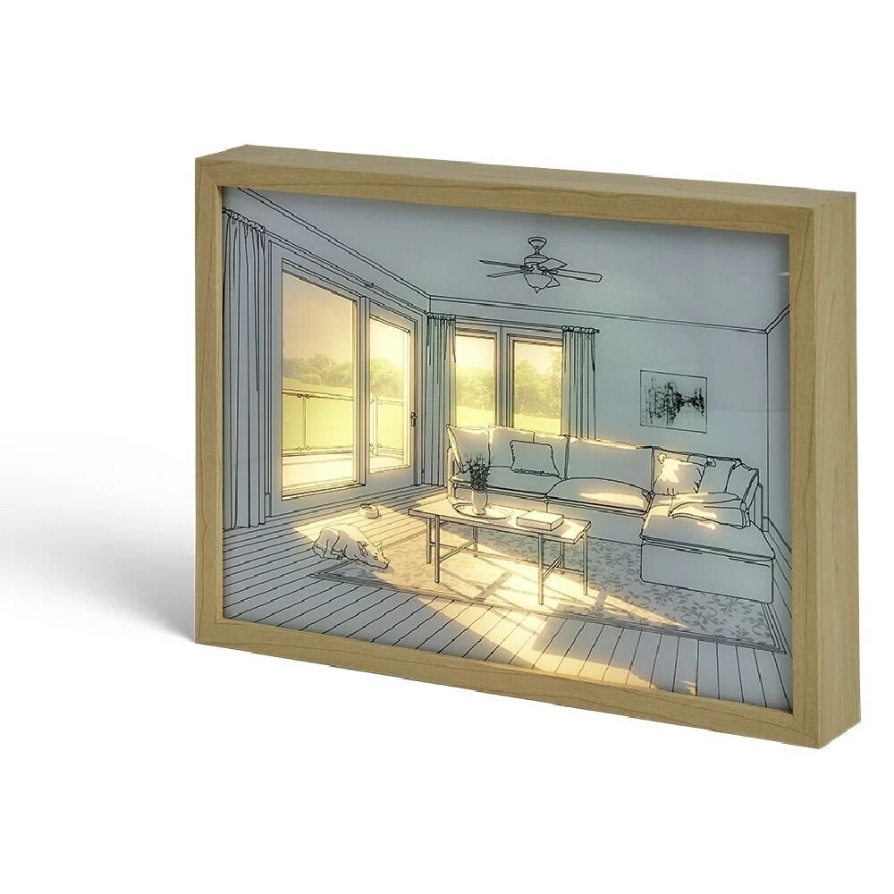 Tableau lumineux à led 3 modes d'éclairage - 32x23 cm