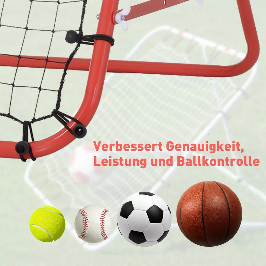 HOMCOM Fußball Rebounder mit verstellbaren Winkeln rot