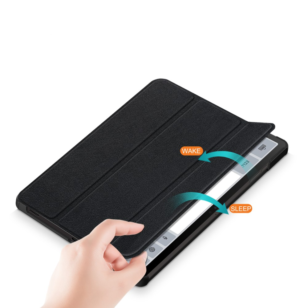 Samsung Galaxy Tab S9  Plus Leder Tasche Smart Cover Hülle Litchi Look   S-Pen Halterung - Schwarz