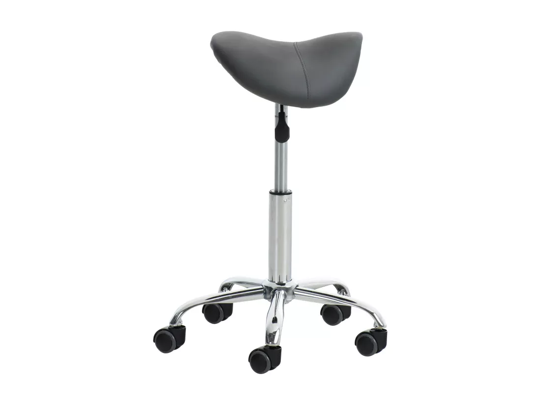Lot de 2 Tabouret de bureau - Similicuir - Gris - Reno