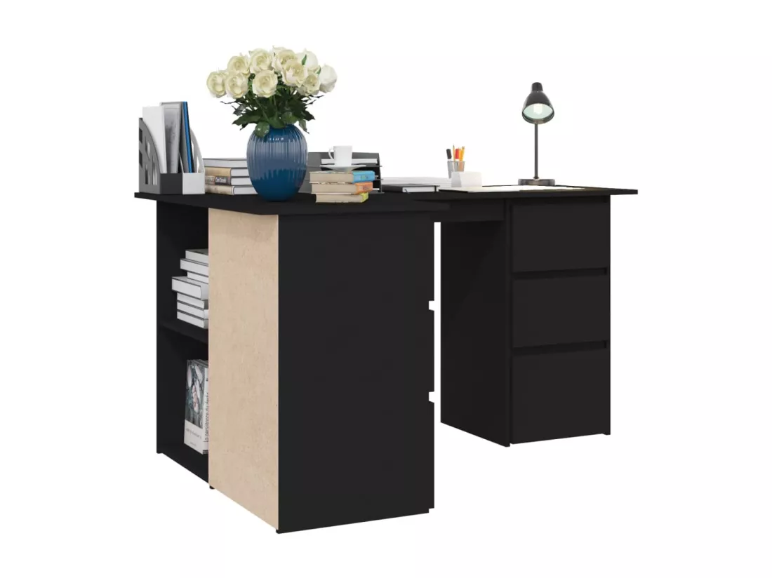 Bureau d'angle Noir 145x100x76 cm Bois d'ingénierie