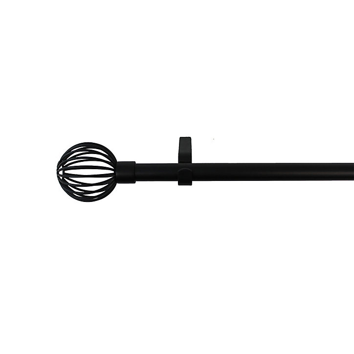 Kit de tringle à rideau extensible embout cage Araxos GoodHome 200/330 cm, Ø16/19 mm noir