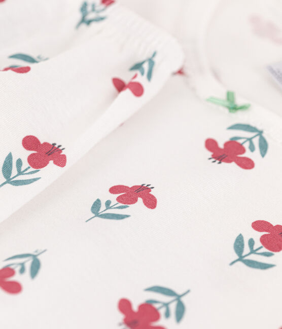 Pyjama manches courtes fleurs en coton petite fille