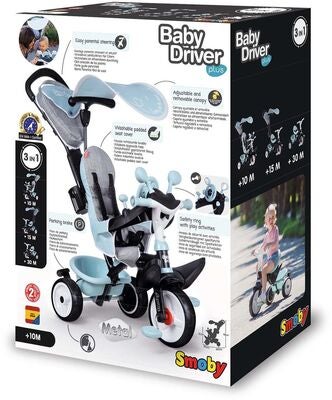 Smoby Trehjulsykkel Baby Driver Plus, Blå