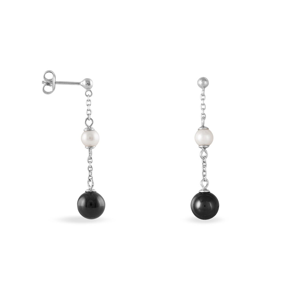 Boucles D'oreilles Pendantes Lucia Cera Argent Blanc Perle De Culture