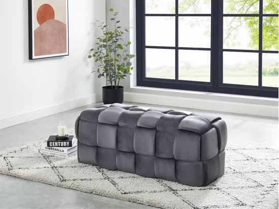 Banc tressé en velours anthracite FABERO