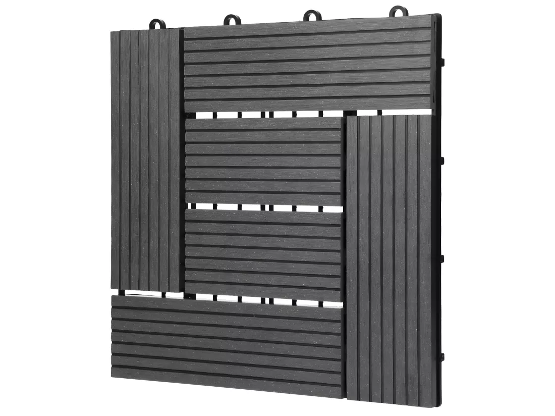WPC carreaux de sol 30x30 cm 2 m² pour jardin piscine patio mosaïque anthracite